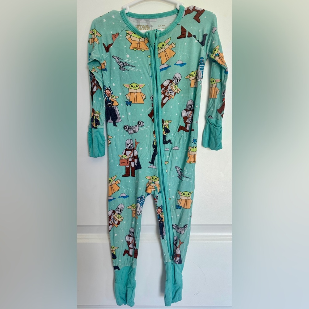 Little Sleepies Kids One Piece Footie - Teal with Star Wars Characters